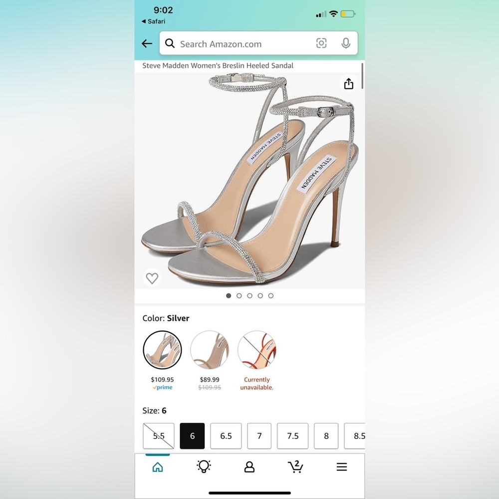 Steve Madden silver stoned heels
